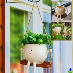Suspension pour plantes au design ludique en forme de visage souriant, idéale pour apporter une touche originale et joyeuse aux espaces intérieurs et extérieurs. Fabrication résistante et durable, parfaite pour sublimer vos plantes avec style.
